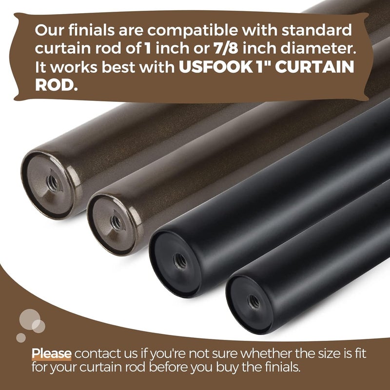 USFOOK Window Treatment Finials for 1 or 7/8 Inch Curtain Rods, Bronze Drapery Rods Replacement Finials with M6 Screws, Woven Leaf Pattern, 2 Pack - Image 5